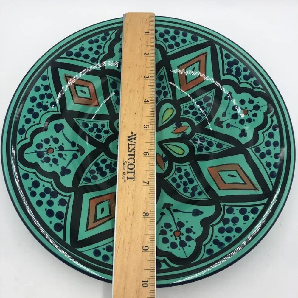 Pottery Barn Kasara Set of 4 Salad Plates Green Mosaic Porcelain Kaleidoscope